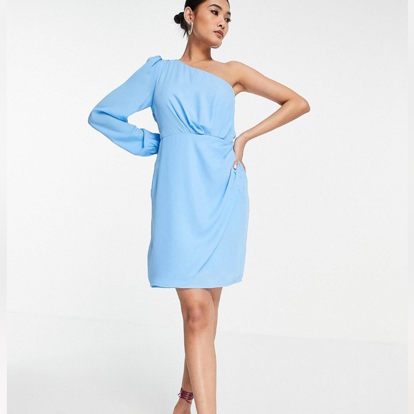 Vila one shoulder dress perfect for this spring-summer in Blue - Picture 3 of 6